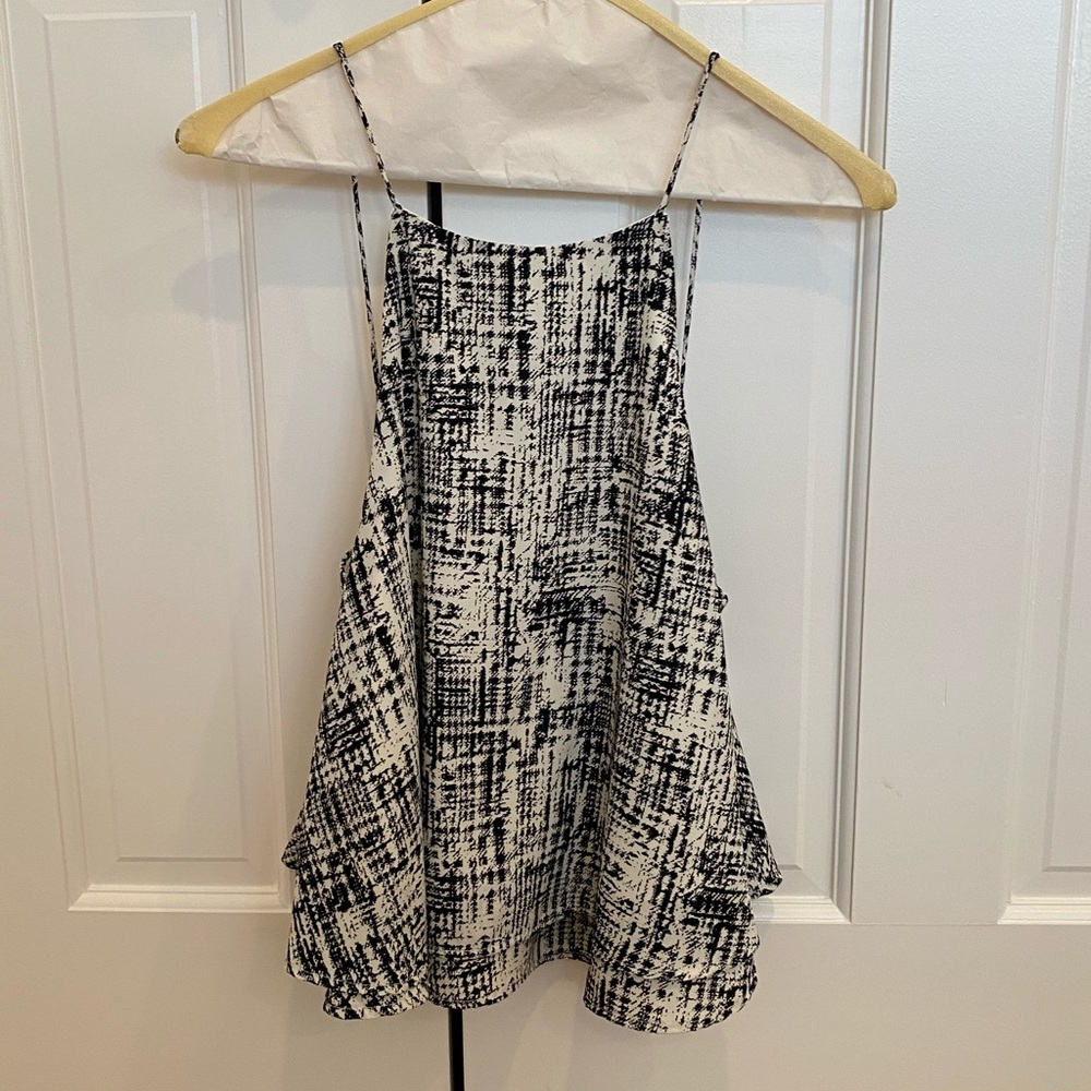 Black and white halter tank top